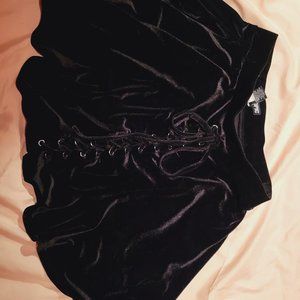 velvet hot topic lace up skirt with pockets